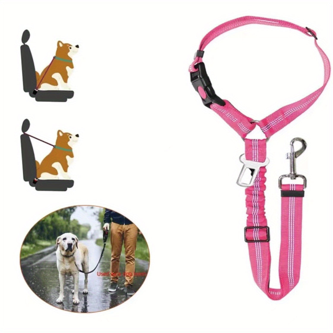 ZoomieTales TravelGuard – 2-in-1 Dog Harness & Car Seat Belt for Safer, Happier Journeys