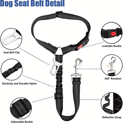ZoomieTales TravelGuard – 2-in-1 Dog Harness & Car Seat Belt for Safer, Happier Journeys