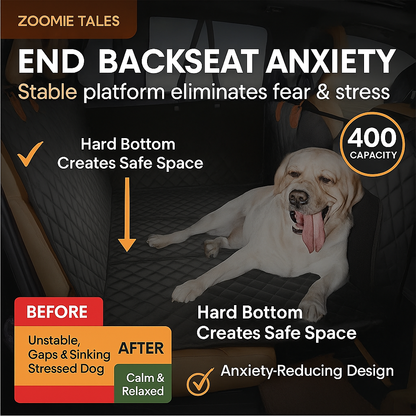 Does your car backseat look like a dog park? The ONLY seat cover with Hard-Bottom Technology that WON'T slide when it matters most.