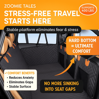 Does your car backseat look like a dog park? The ONLY seat cover with Hard-Bottom Technology that WON'T slide when it matters most.