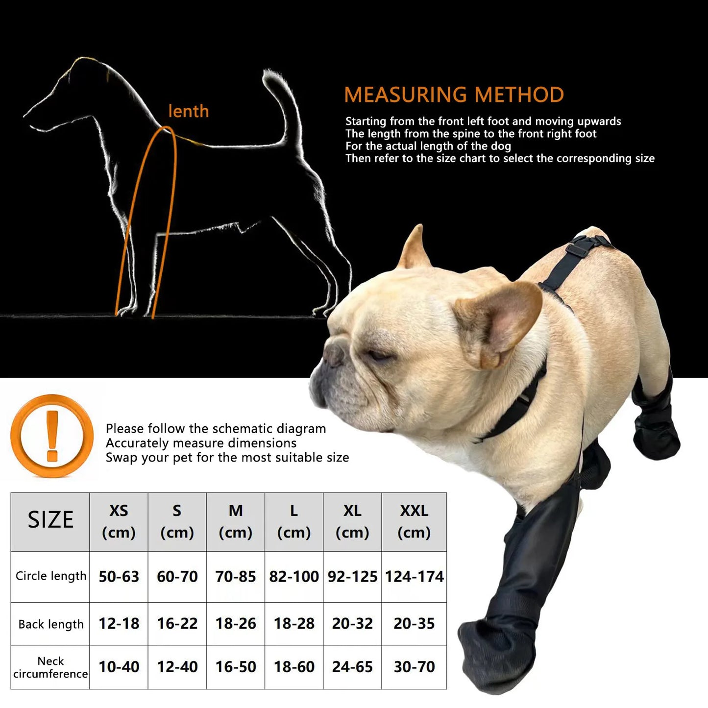 Waterproof Anti-slip Black Dog Boots