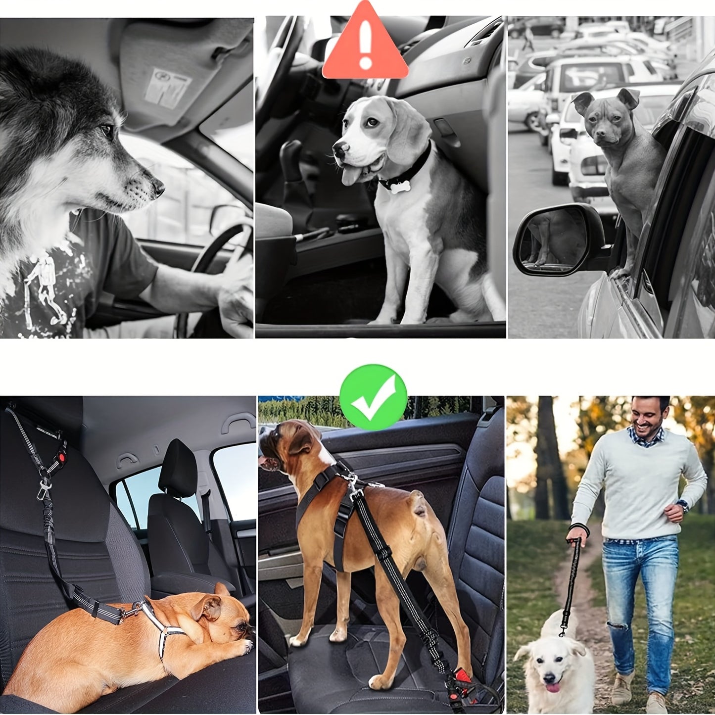 ZoomieTales TravelGuard – 2-in-1 Dog Harness & Car Seat Belt for Safer, Happier Journeys