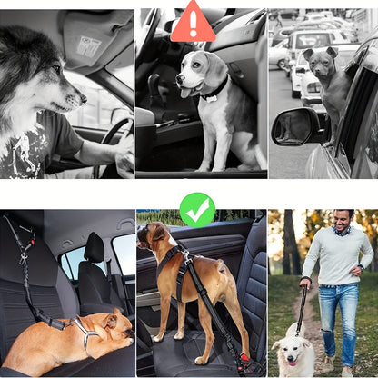 ZoomieTales TravelGuard – 2-in-1 Dog Harness & Car Seat Belt for Safer, Happier Journeys