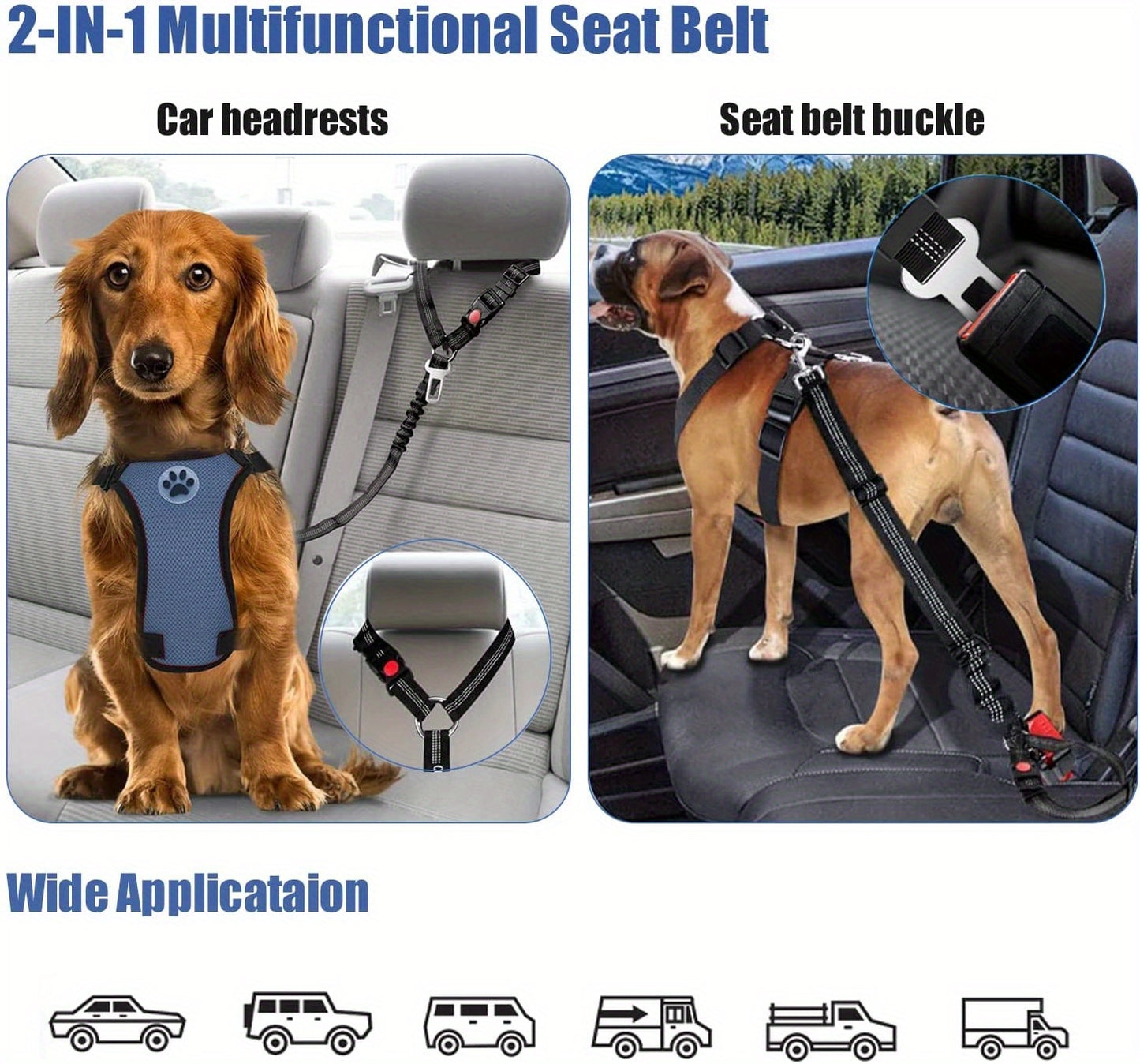 ZoomieTales TravelGuard – 2-in-1 Dog Harness & Car Seat Belt for Safer, Happier Journeys