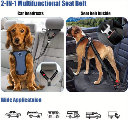 ZoomieTales TravelGuard – 2-in-1 Dog Harness & Car Seat Belt for Safer, Happier Journeys